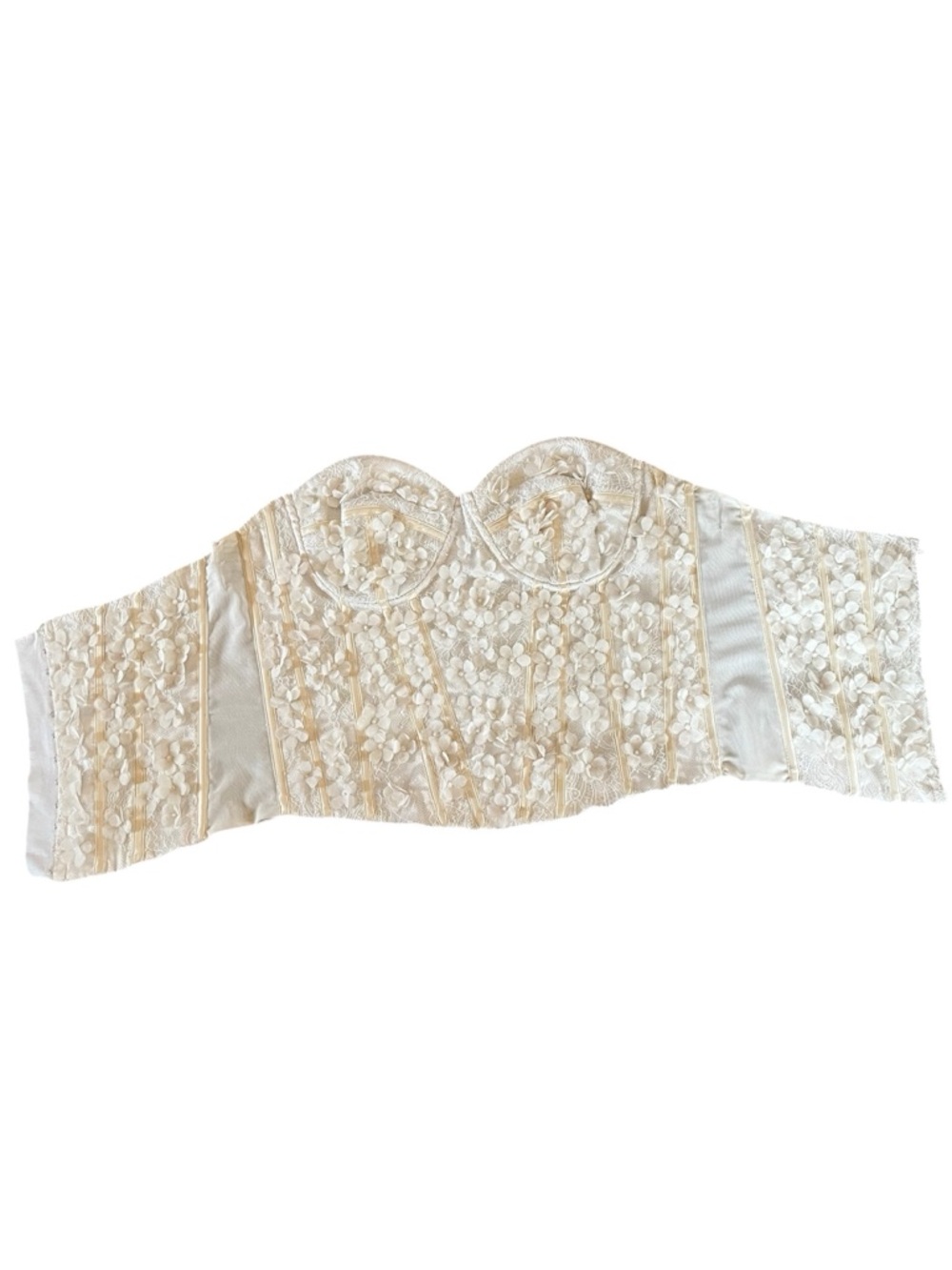 Ann Taylor Ivory Lace 3D Floral & Pearl Appliqué Bustier Corset size 6 - Picture 5 of 13